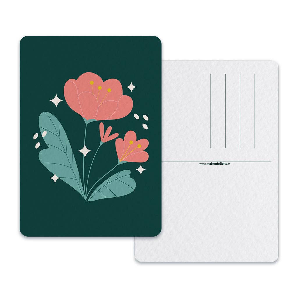 Carte PIVOINE FOND VERT