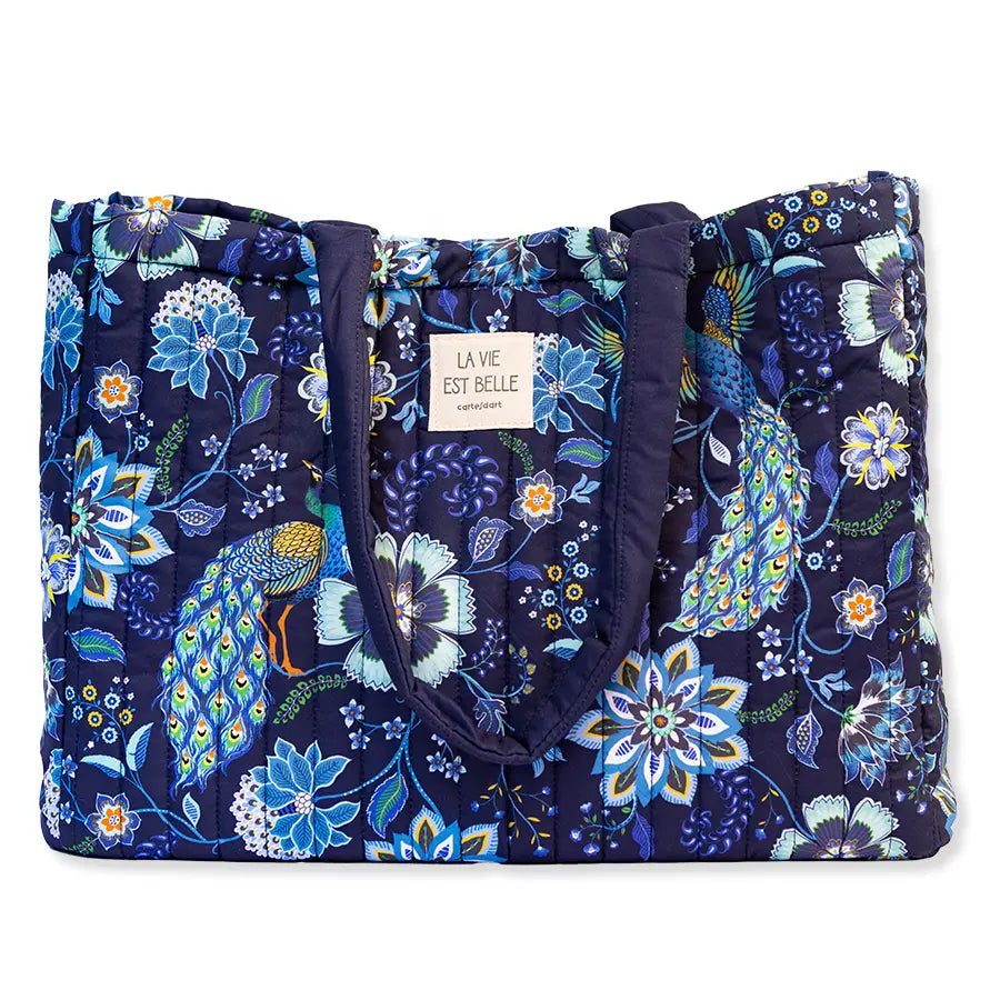 Cabas matelassé PAONS du CACHEMIRE