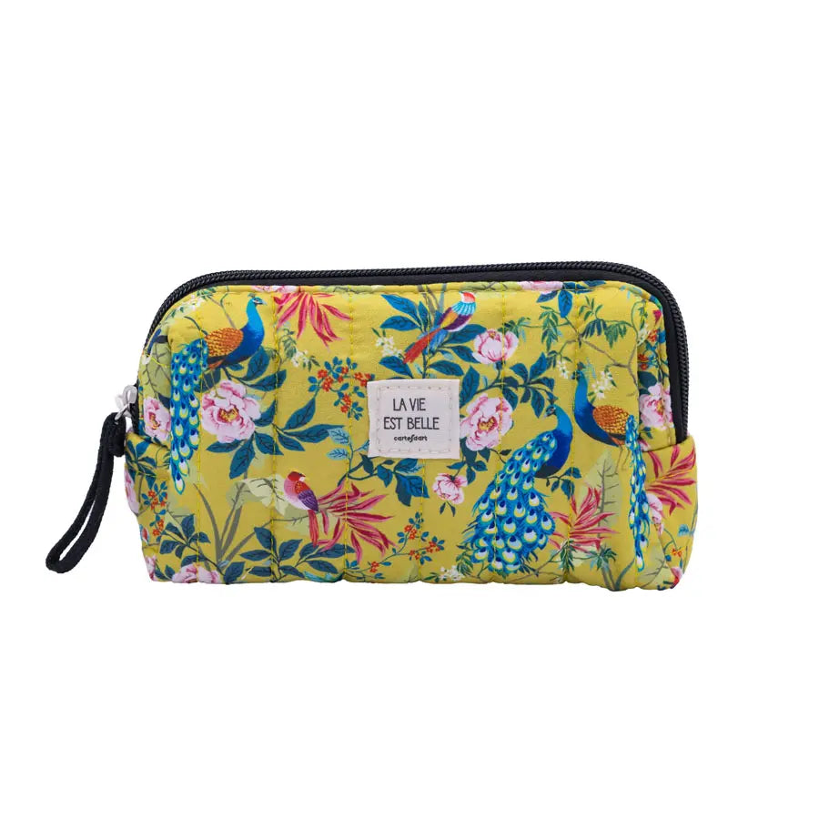 Petite trousse matelassée PAONS EXOTIQUES