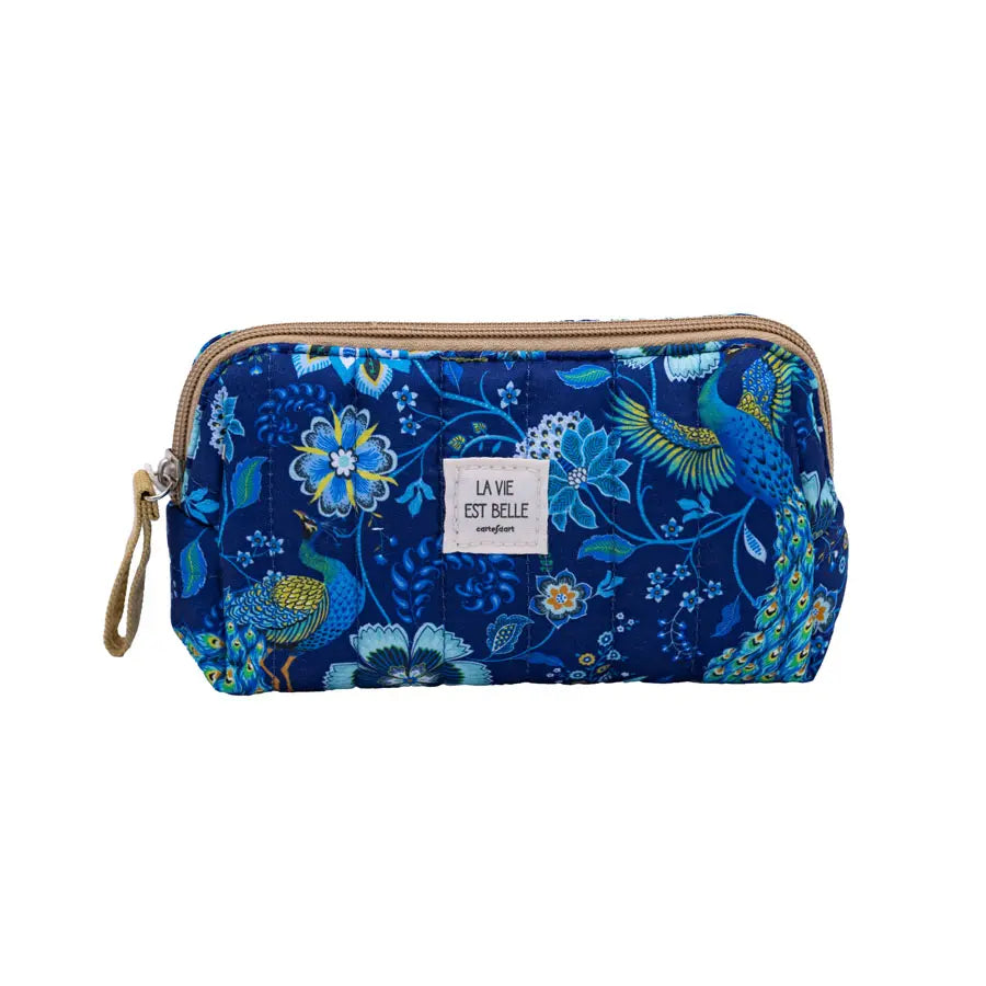 Petite trousse matelassée PAONS du CACHEMIRE