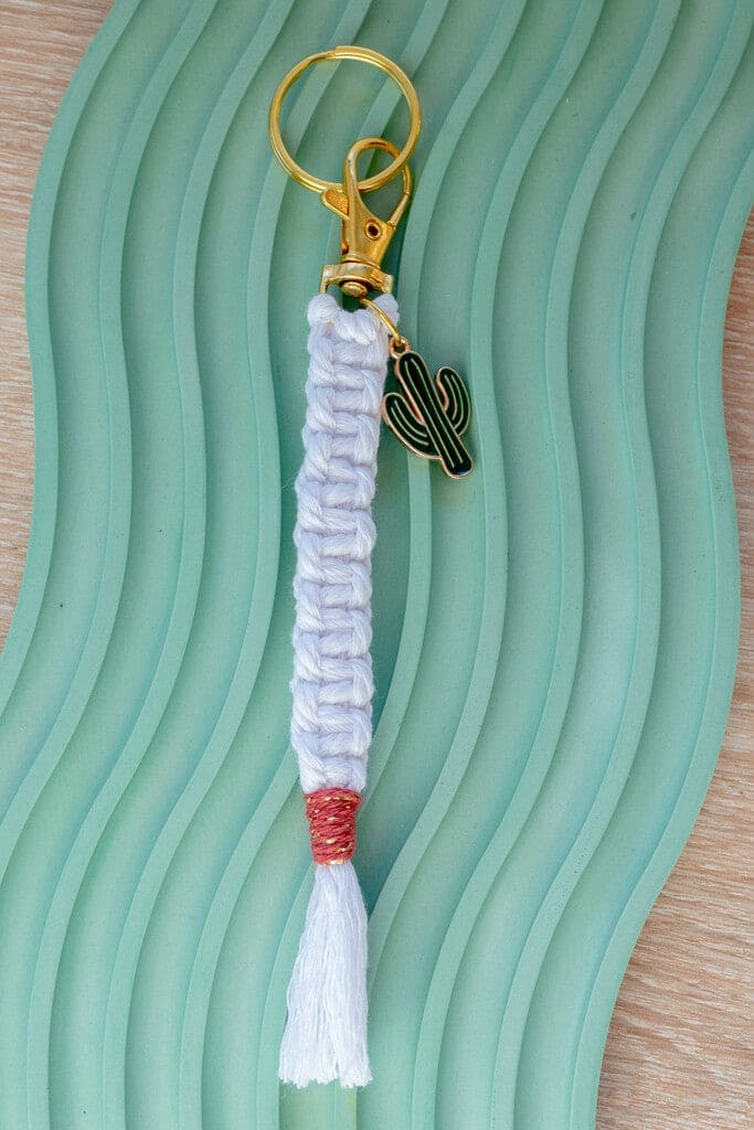 Porte clés NOEUD PLAT BLANC