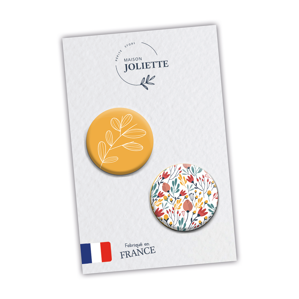 Magnets MOTIF FLEURI et FLEUR FOND JAUNE - Lot